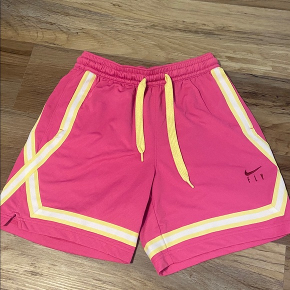 Nike Pink Shorts with Yellow Stripes - Picture 1 of 1